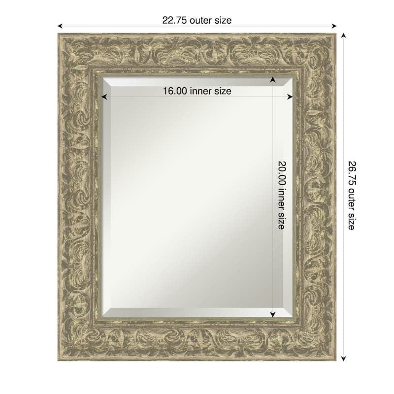 Luxe Beveled Framed Wall Mirror - 23 x 27 in - Luxe Antique Silver