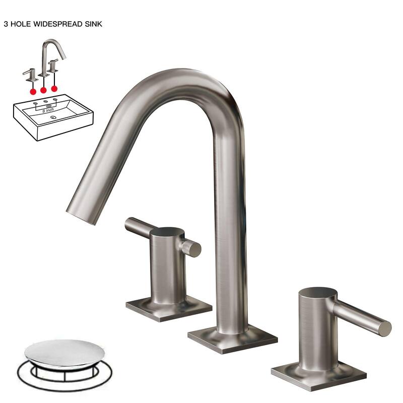 8 in. Widespread High-Arc Bathroom Faucet With Drain Kit - Brushed Nickel