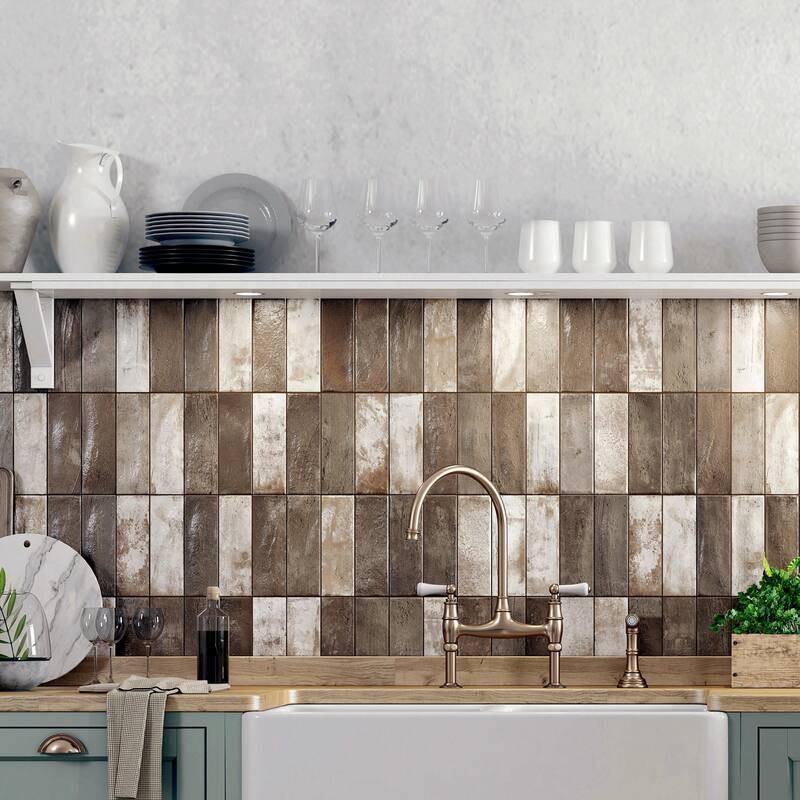 Merola Tile Kings Mud Cocoa 7-7/8" x 15-3/4" Ceramic Wall Tile