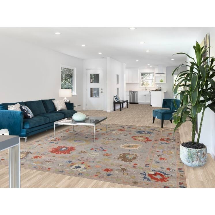 Floral Oushak Area Rug Handmade Wool Carpet - 8'0" x 9'10"