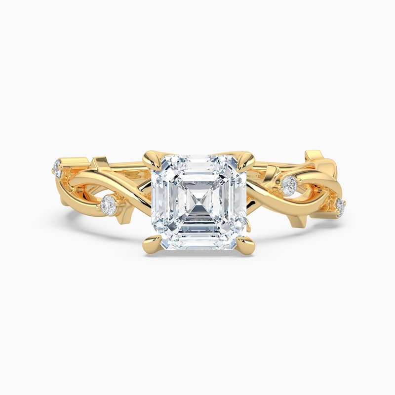 Auriya 14K Gold Lab Grown Diamond Asscher Cut Twisted Vine Engagement Ring 1.03 - 5.03ct. tw. (F-G, VS) - 1.50 carats - 7 - Yellow