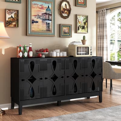 Buffet Cabinet, 60" Sideboard Cabinet with 4 Doors, Retro Storage Console with Adjustable Shelves for Kitchen, Living Room