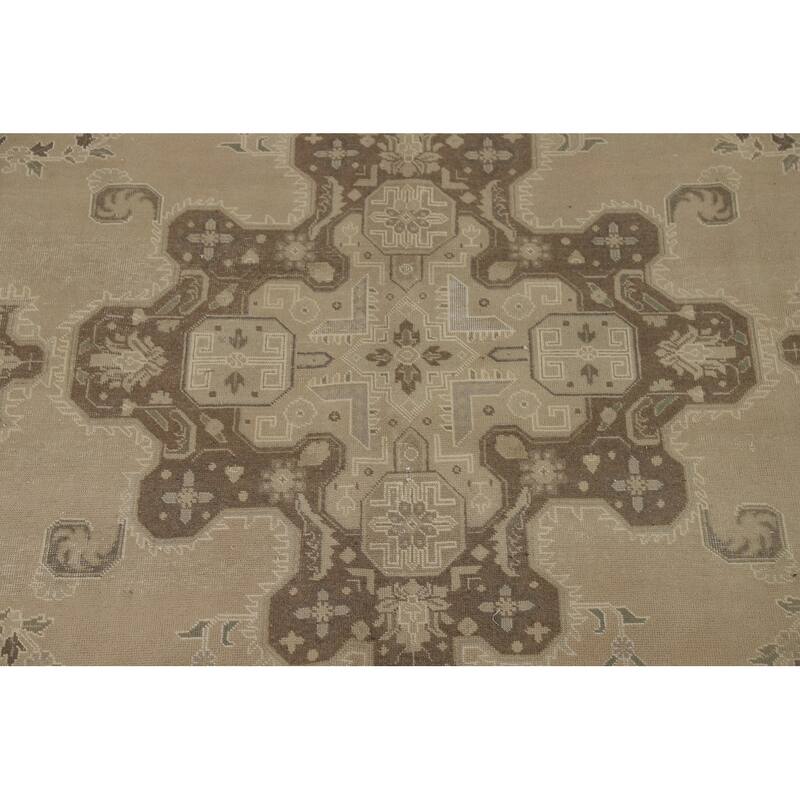 Geometric Tabriz Vintage Persian Rug Handmade Traditional Wool Carpet - 9'5" x 13'0"