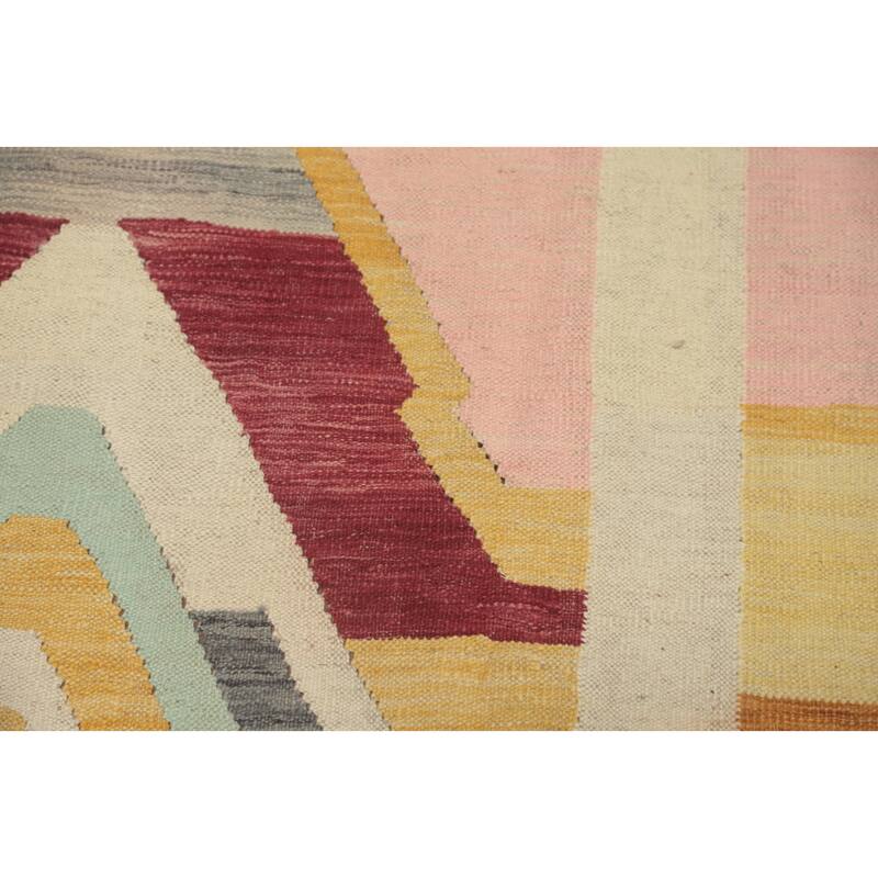 Hand Woven Oriental 100% Wool Carpet Southwestern Tribal Multi-Colored Kilim Area Rug - 11' 7'' X 9' 4''