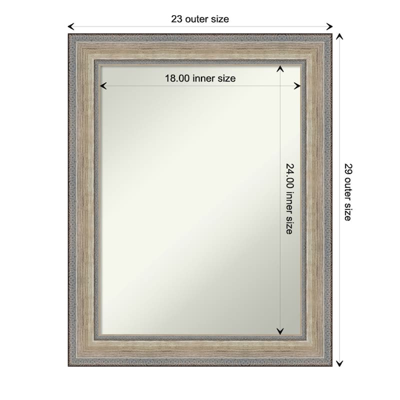 Fleur Silver Non-Beveled Wood Framed Bathroom Vanity Wall Mirror - Fleur Champagne Silver - Glass Size 18x24