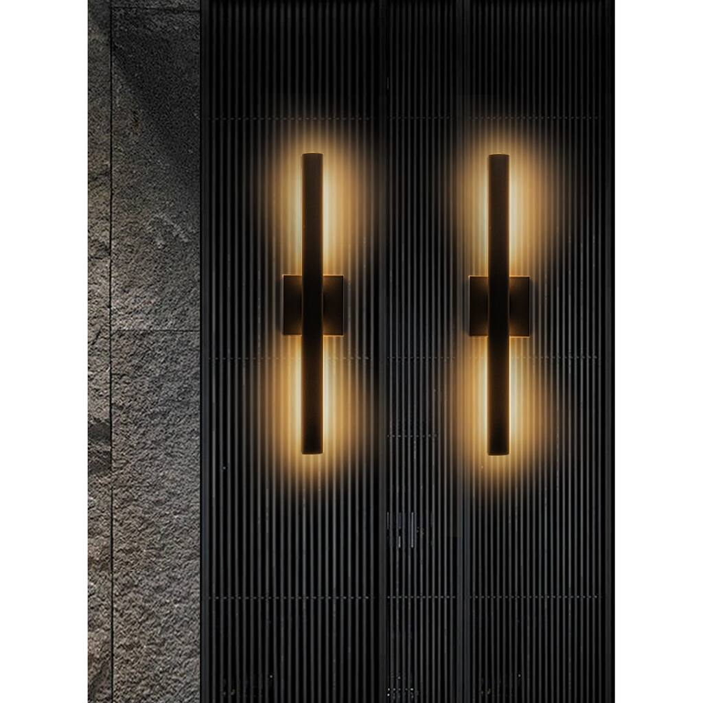 22 inch Outdoor Modern Up and Down Led Wall Sconce Set of 2 - Black