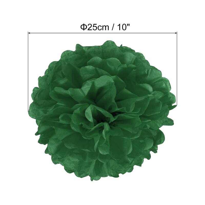 18Pcs 10" Tissue Pom Poms Paper Flowers Ball Party Wedding Decor - Dark Green