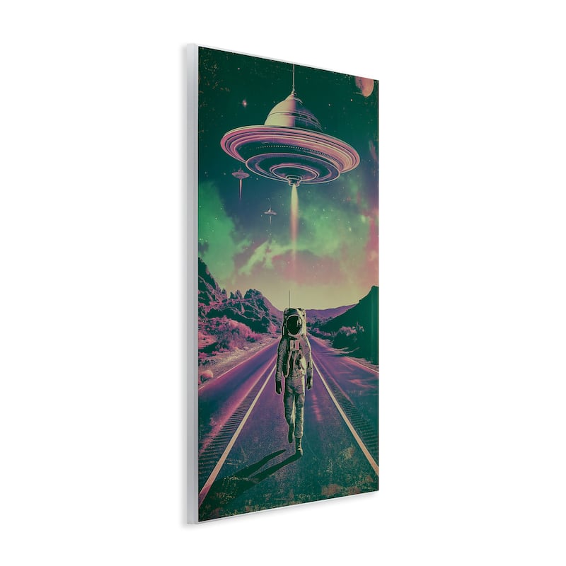 Stupell Astronaut with Overhead UFO Wall Plaque Art Design By Wumples