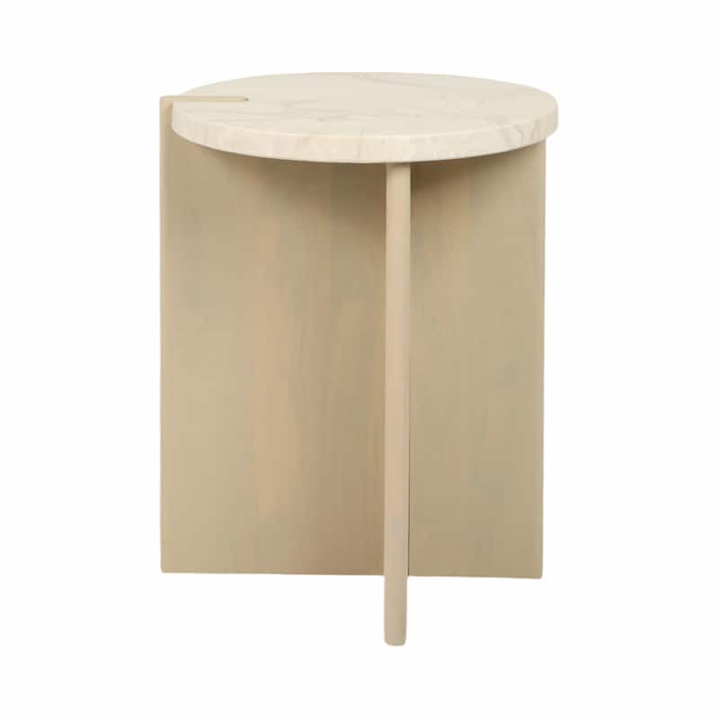 Stone Wood Accent Table Decorative Contemporary Silhouette Style
