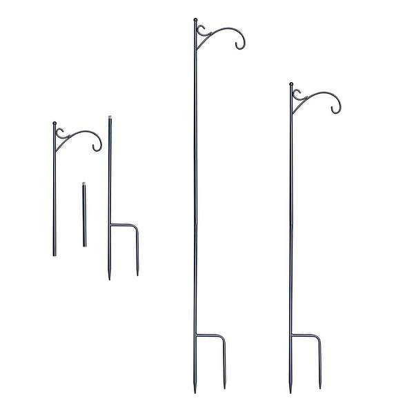 68" Black Metal Shepherds Lantern Hook Stand - N/A