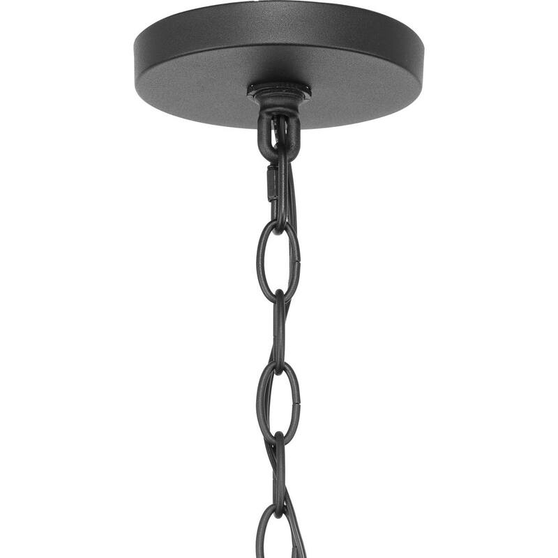 Chapel Collection Four-Light Textured Black Modern Farmhouse Outdoor Living Pendant - 18.12 in x 18.12 in x 22.12 in