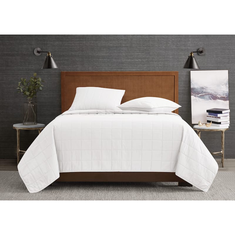 London Fog Garment Wash Solid 3 Piece Quilt Set