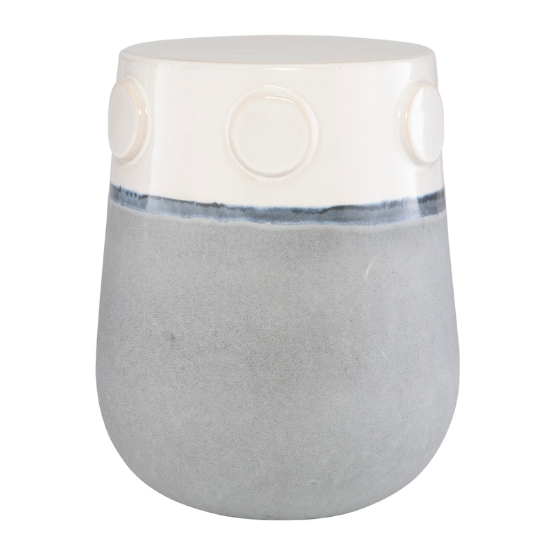 Cylindrical Dual Tone Outdoor Garden Stool - 17.25" - Blue and Gray