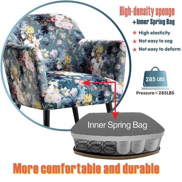 Shop Ovios Accent Chairs For Living Room Floral Print Armchair For Bedroom Tufted Cloud Chair Modern Comfy Side Chair With Metal Leg Overstock 31579813