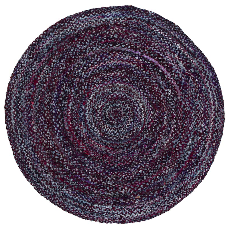 SAFAVIEH Georgine Handmade Nanny Braided Bohemian Cotton Rug - 6' Round - Purple/Blue