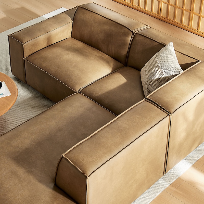 Restore 3-Piece Vegan Leather Modular L-Shaped Sectional Sofa