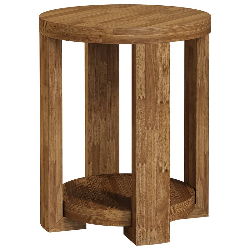 2-Tier Round End Table, Side Table, Small Bedside Accent Table for Living Room, Bedroom (Set of 2)