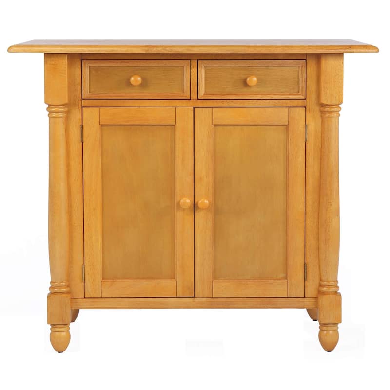 Extendable Kitchen island With Drop Leaf, Storage Drawers & Cabinet - Light Oak Finish