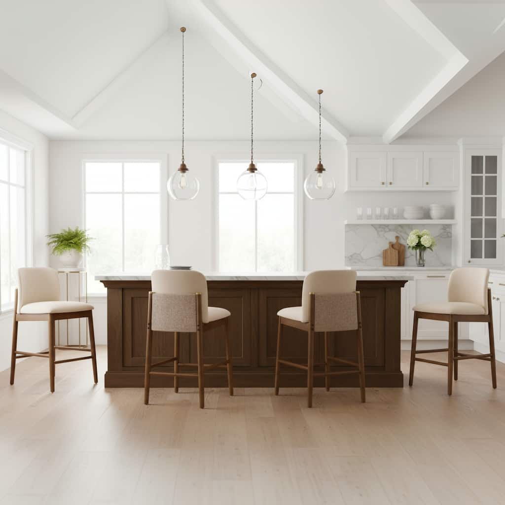 Christopher Knight Home - Lois Modern Upholstered Solid Rubberwood Counter Stool Set - Bar Chairs with Ergonomic Backrest