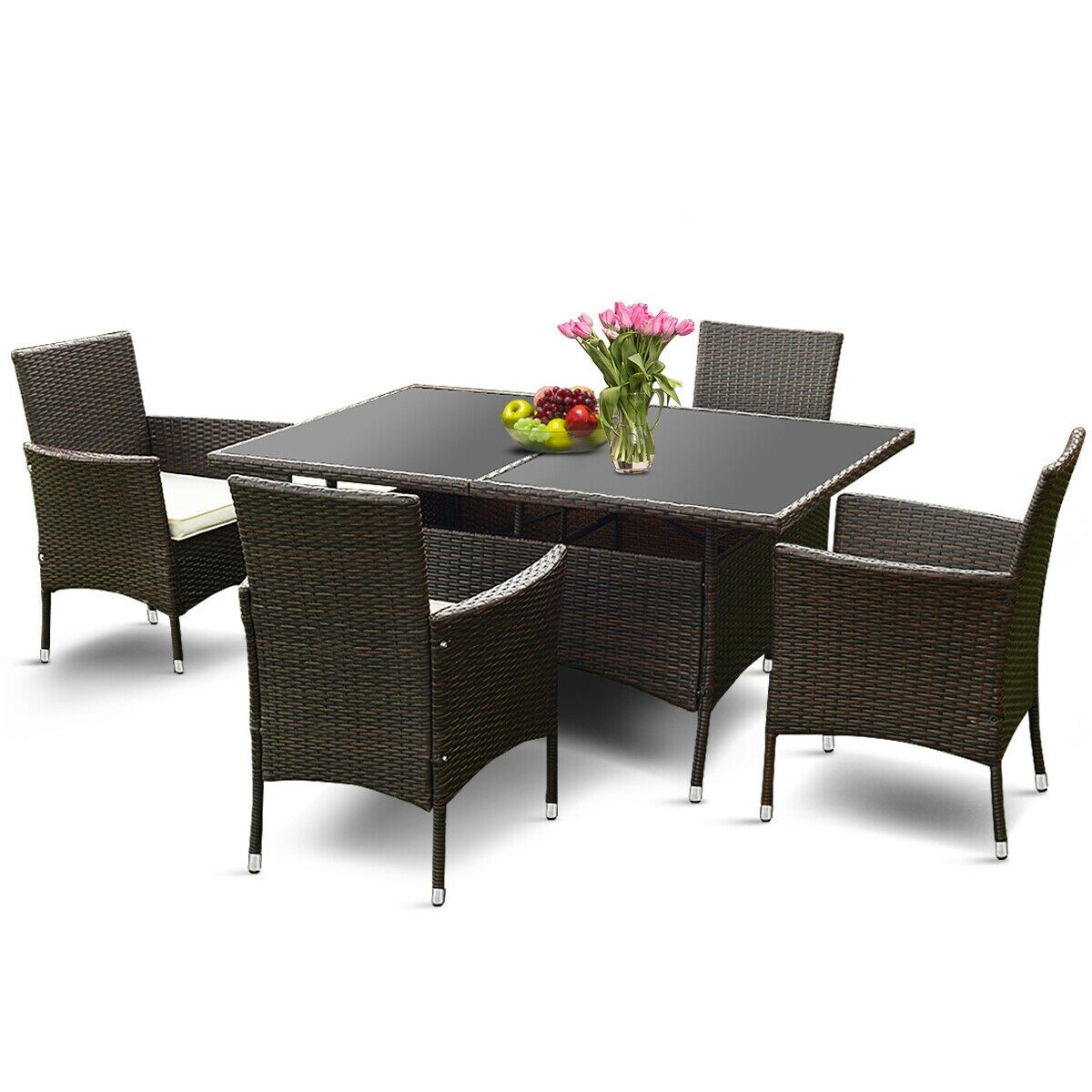Costway 5pcs Rattan Garden Sofa Set Outdoor Patio Furniture Table Chair With Cushion Costway 5pcs Rattan Garden Sofa Set Outdoor Patio Furniture Table Chair With Cushion
