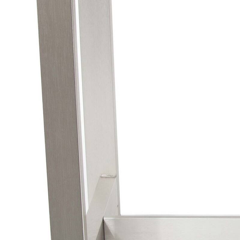 Kylo 59 Inch Outdoor Bar Table, Gray Aluminum Frame, Plank Surface, Large