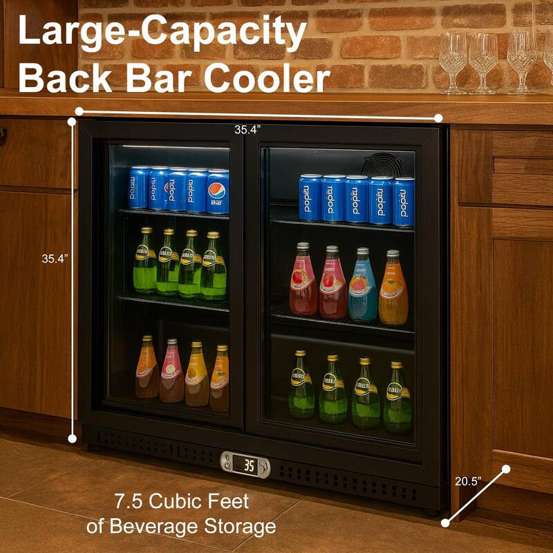 VITLIFE Back Bar Cooler with 2 Sliding Glass Doors, Counter-Height Beverage Refrigerator, 7.5 Cu.Ft