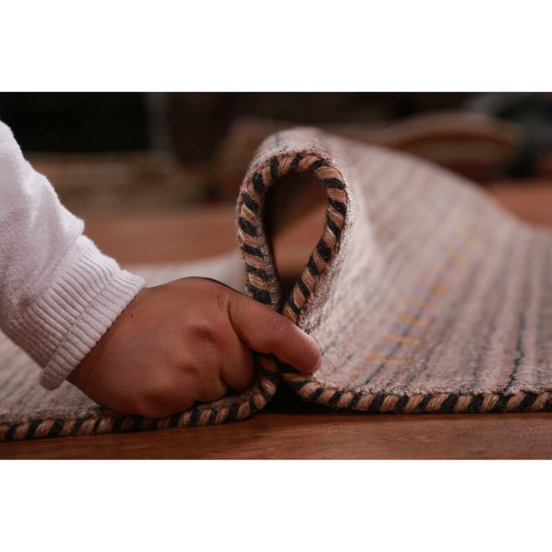 Hand Knotted Oriental 100% Wool Carpet Tribal Animal Pictorial Multi-Colored Gabbeh Area Rug - 4' 10'' X 3' 1''