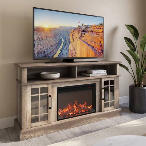 BELLEZE Astorga 58" TV Stand for w/ 23" Fireplace