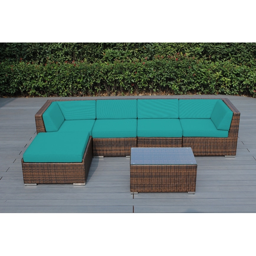 Ohana Outdoor Patio 6 Piece Mixed Brown Wicker Sectional eBay