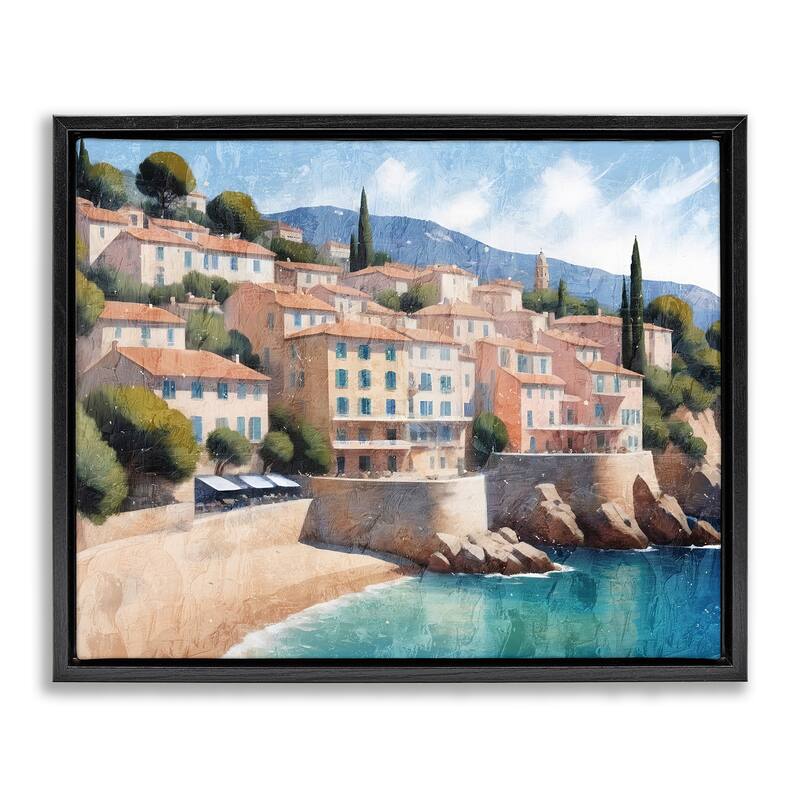 Stupell Charming Coastal Architecture Framed Floater Canvas Wall Art Design By Kim Allen - 21 x 17 - Black
