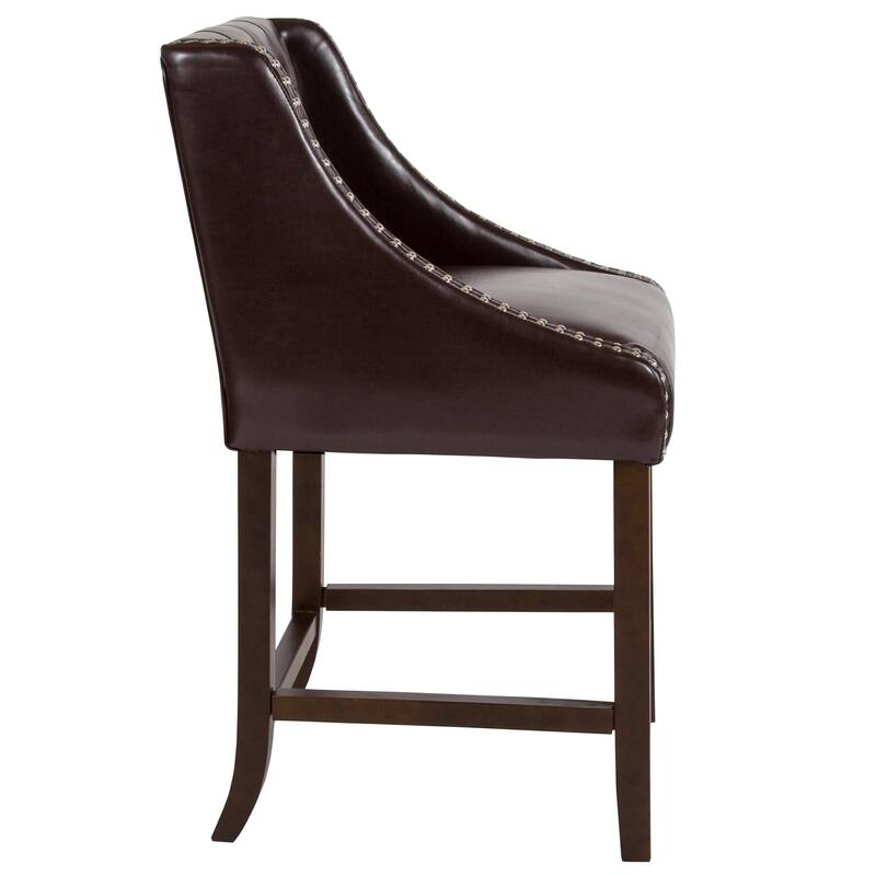 Transitional Tufted Upholstered/Walnut Finish Counter Stool (Set of 2)