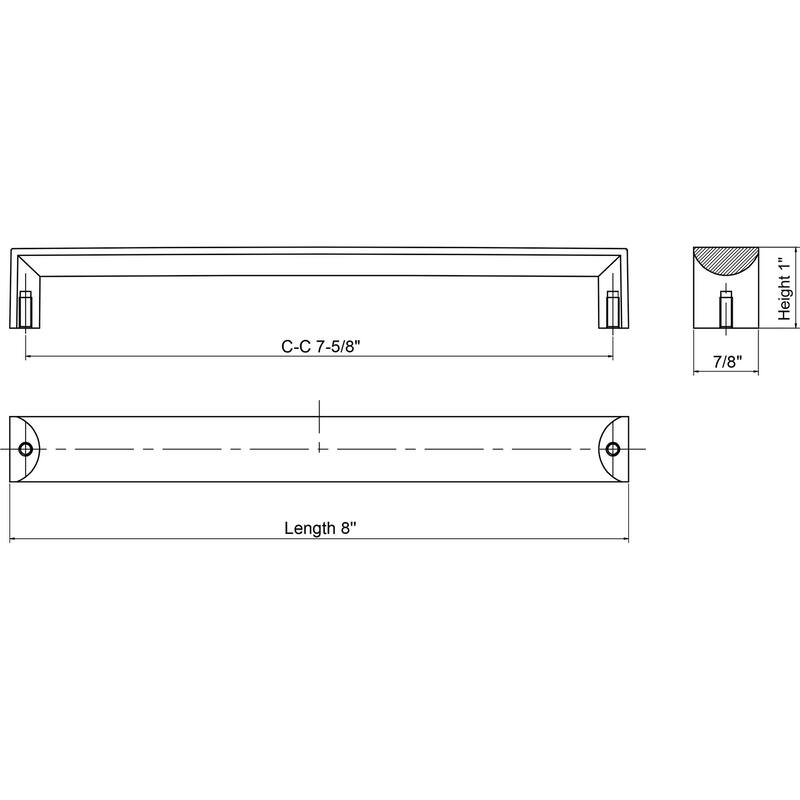 Dowell Series 3007 Handles (192mm/7.6" CTC), Brushed Nickel, 10 Pack - 7.6" - 192mm