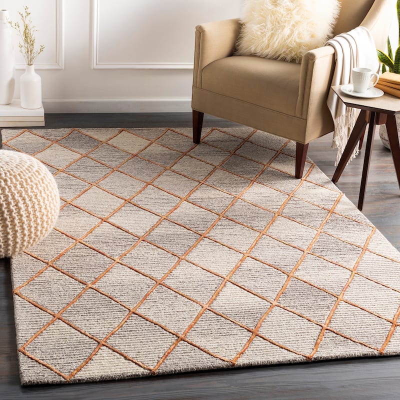 Artistic Weavers Padstow Handmade Wool Blend Trellis Area Rug - Orange - 8' x 10'