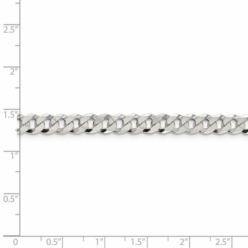 Curata 925 Sterling Silver 6mm Beveled Curb Chain Necklace for Men