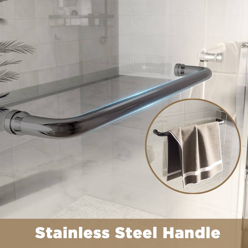 60" W × 60" H Framed Double Sliding Shower Door with Stainless Steel Handle
