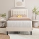preview thumbnail 37 of 59, alazyhome Upholstered Platform Bed Frame with Button Tufting Headboard Beige - Twin