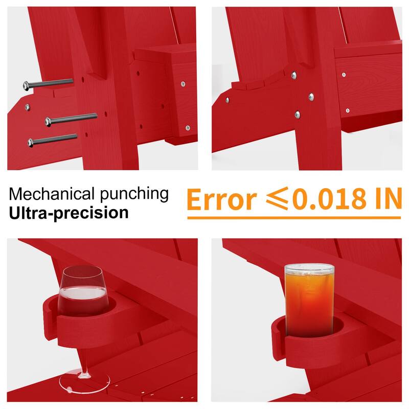 WINSOON All-Weather HIPS Outdoor Adirondack Chairs with Cup Holder Set Of 4