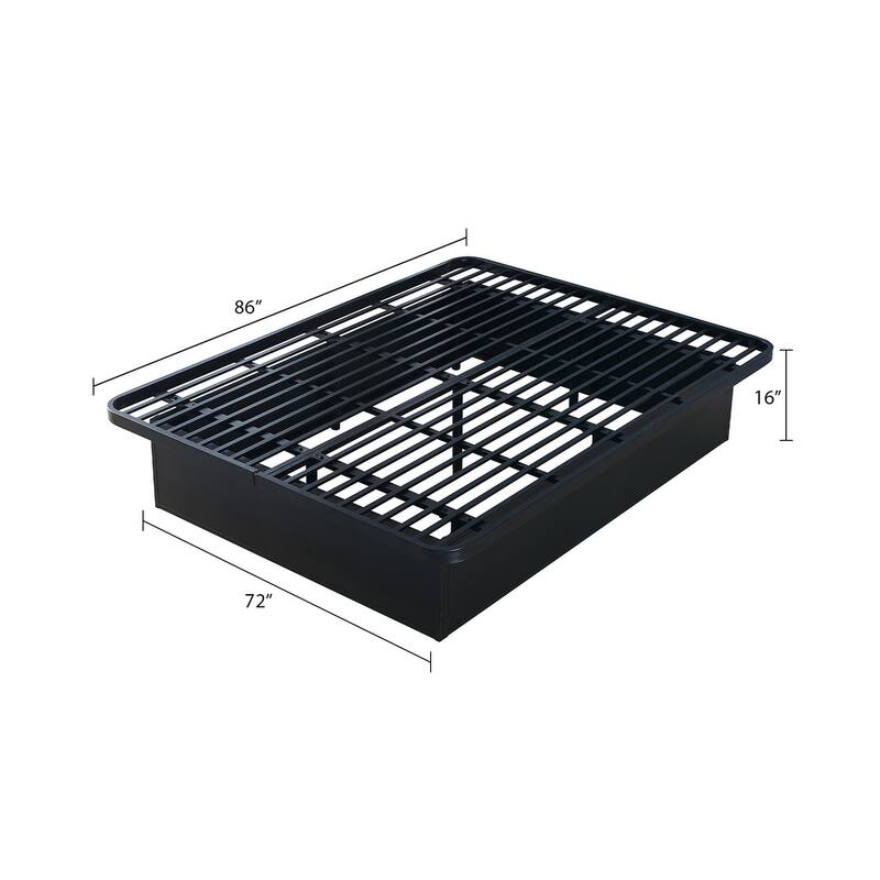 Modern Style Heavy Duty Cal King Size Bed base Frame made with Metal in Black - Black
