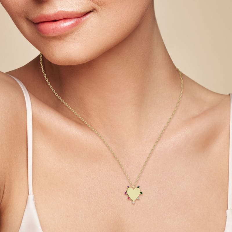 Soleil 14K Gold Gemstone Heart Pendant Necklace