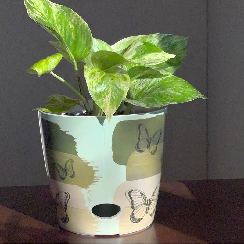 7" Round Self-Watering Indoor/Outdoor Bamboo Pots