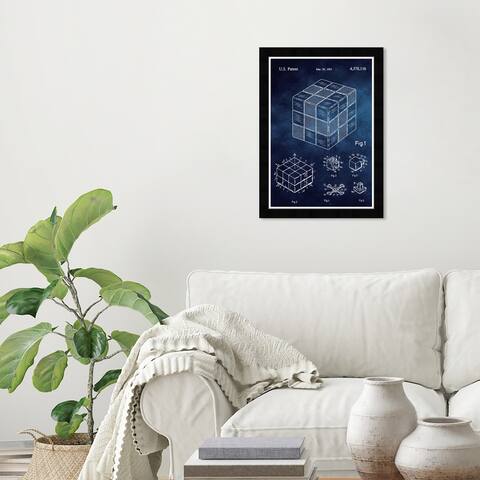Wynwood Studio 'Spatial Logical Toy' Entertainment and Hobbies Blue Wall Art Framed Print