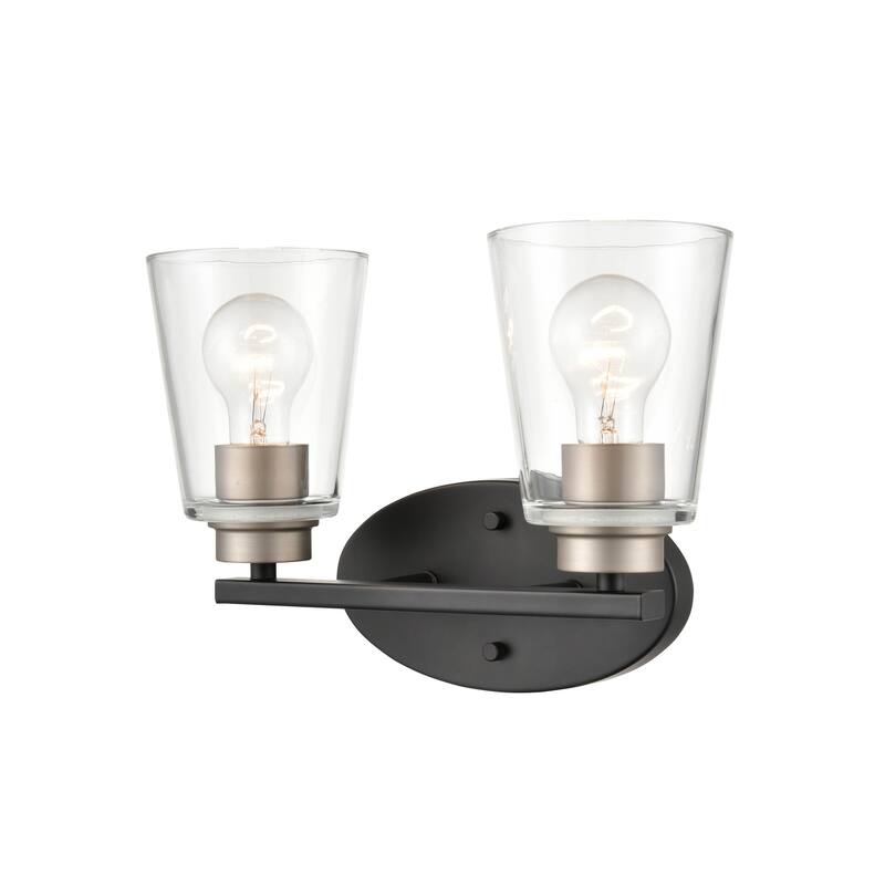 929 Lighting 2 Light Bathroom Vanity Fixture with Clear Glass Shades - Matte Black/Satin Nickel