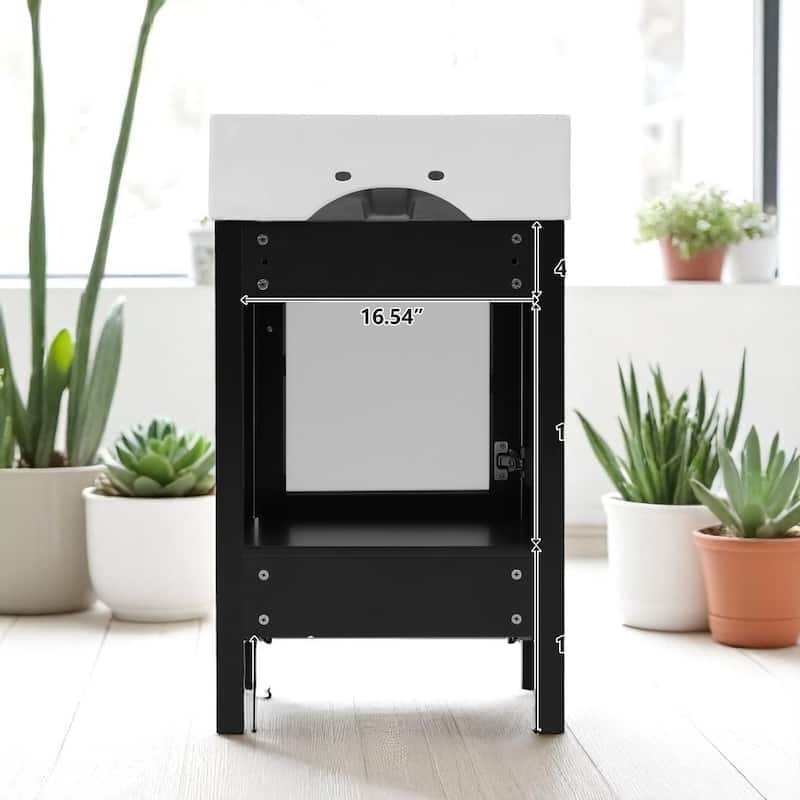 Compact 20 Inch Bathroom Vanity with Sink, Soft-Close Hinges, MDF Cabinet with Drawer and Solid Wood Legs
