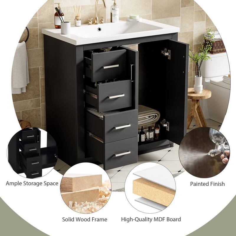 30" Bathroom Vanity with Ceramic Sink