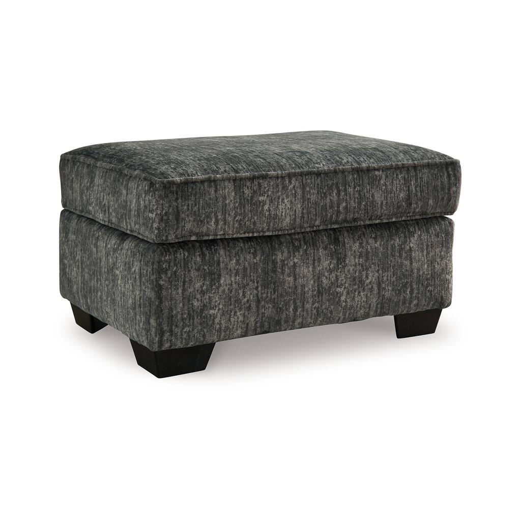 Layla Accent Ottoman, Contemporary Dark Gray Polyester, Black, 35 Inch