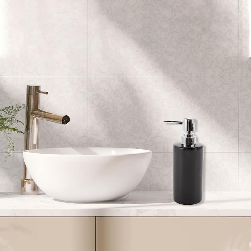 Cylindrical Simple Soap Pump Dispenser for Bathroom Hotel 300ml 1Pc - Glossy Black