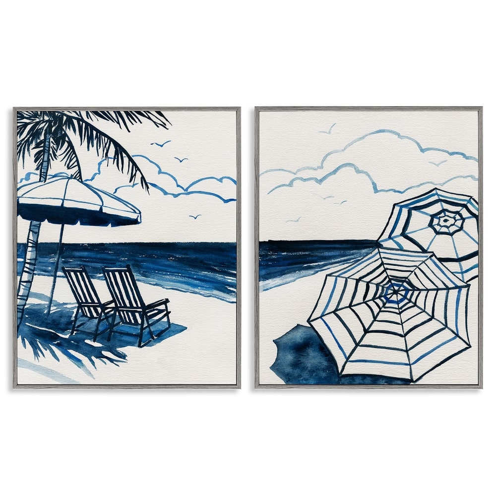 Stupell Tropical Ocean Views Framed Giclee Art Design By Carol Robinson (Set of 2)