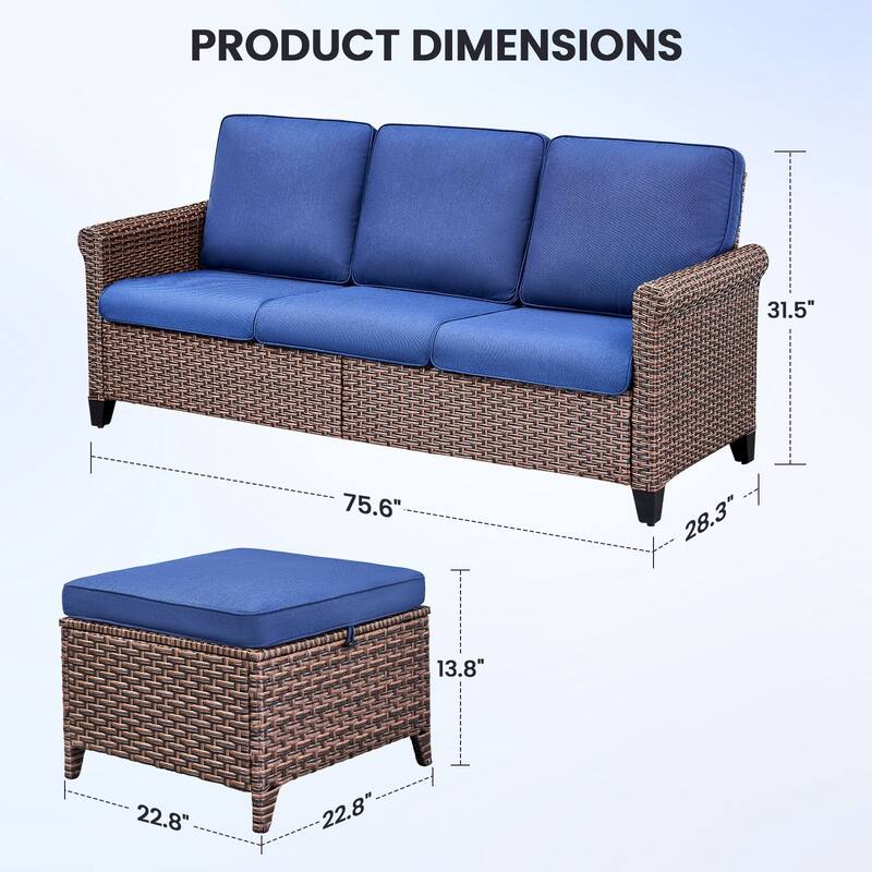 Pocassy Outdoor Sofa Swivel Chairs Patio Chair Funiture Set