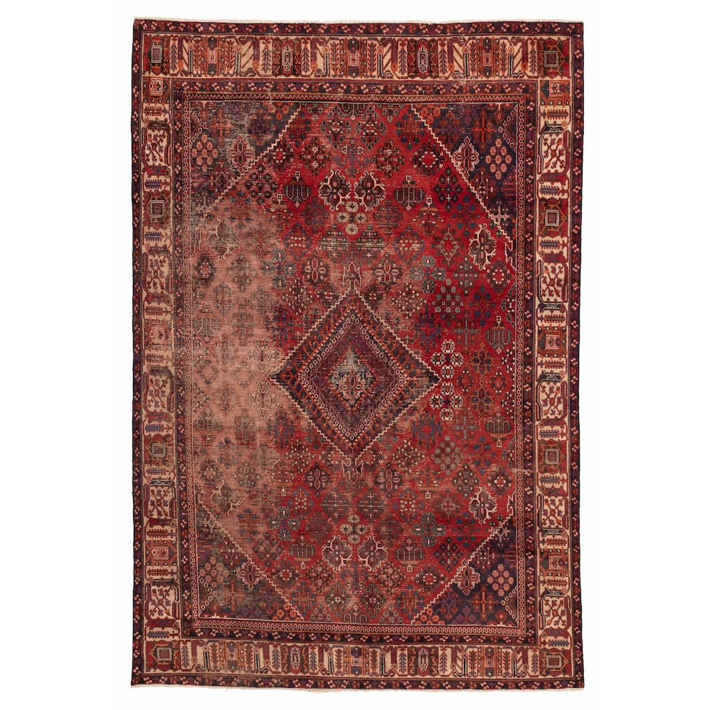 ECARPETGALLERY Hand-knotted Kayseri Vintage Red Wool Rug - 6'11 x 10'4