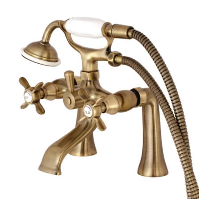 Kingston Brass Essex Deck Mounted Clawfoot Tub Filler with Built-In - Vintage Brass
